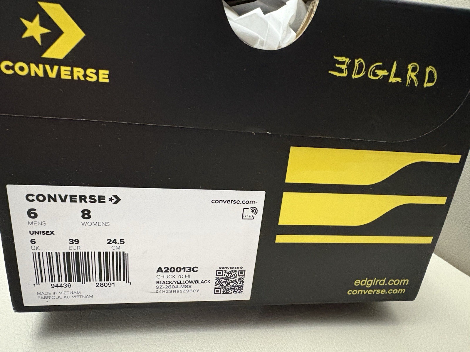 CONVERSE X EDGLRD LIMITED EDITION A20013C, BLACK/YELLOW