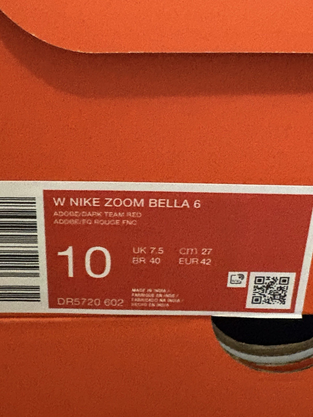 New Nike Zoom Bella Adobe Red White Size 10 Womens Sneakers NIB Athletic Shoes