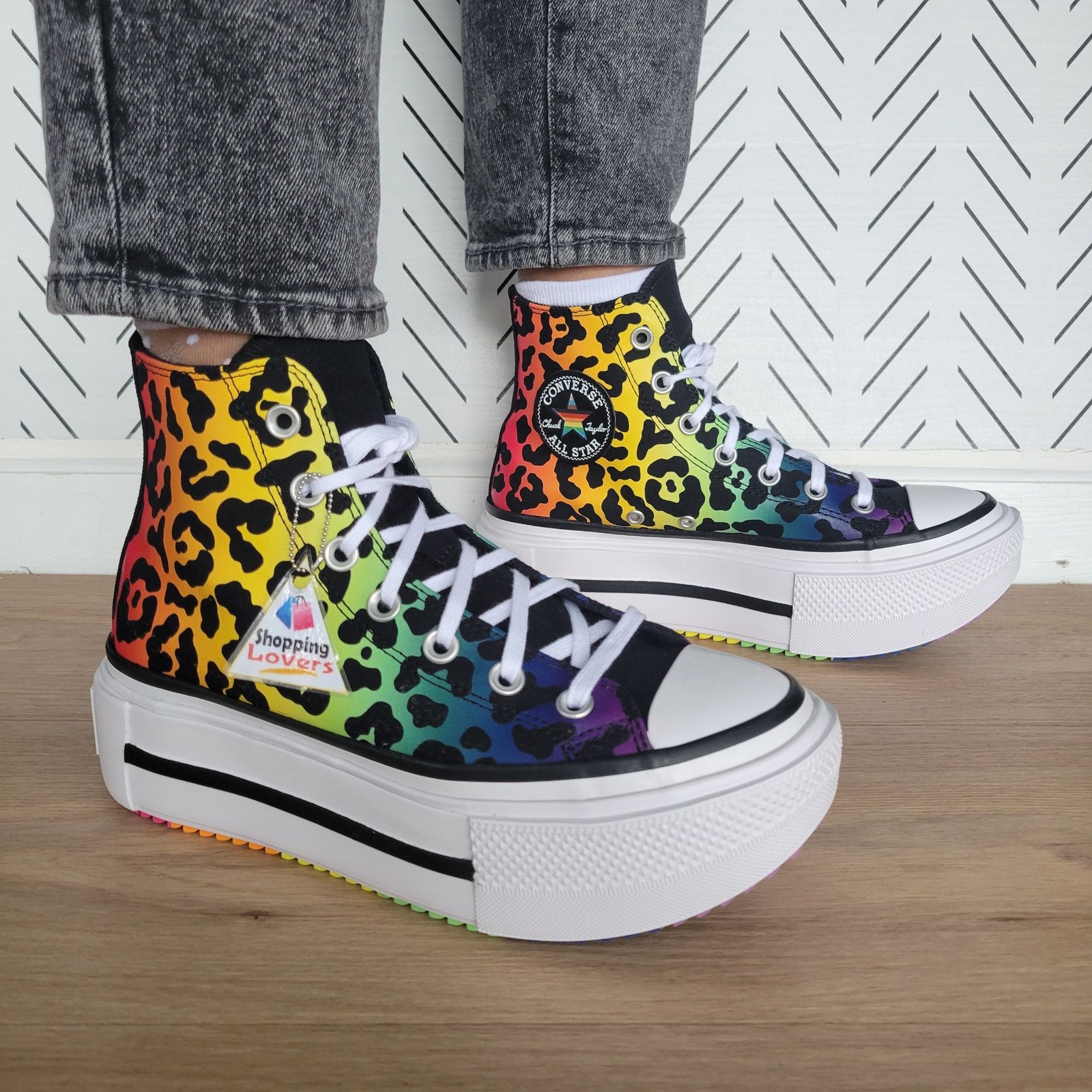 Converse Chuck Taylor All Star Platform Pride Sz 7.5 Women Shoes Leopard A15782C