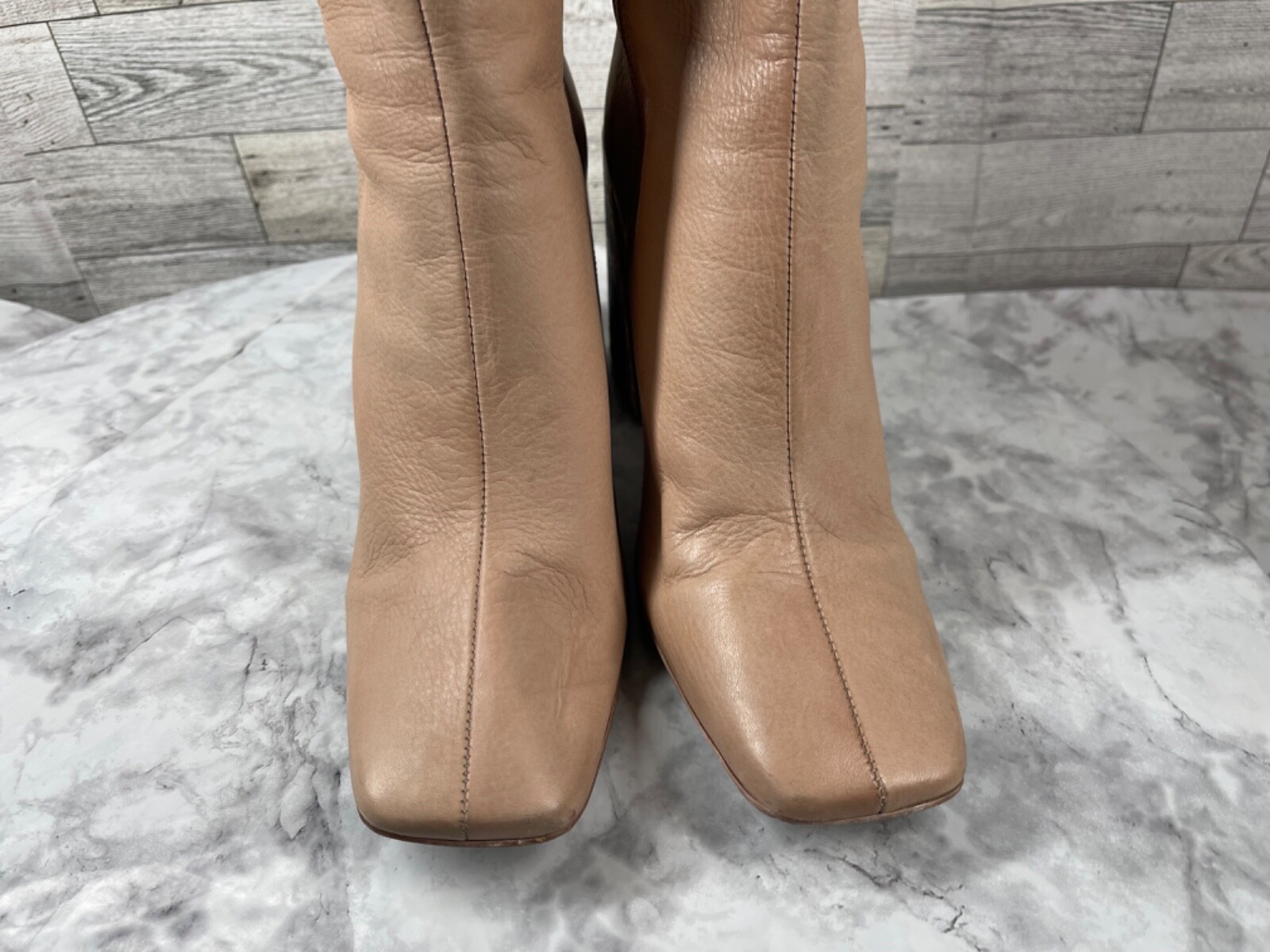 Free People x Farylrobin Marley Boots Women 8.5M Shoe Brown Leather Block Square
