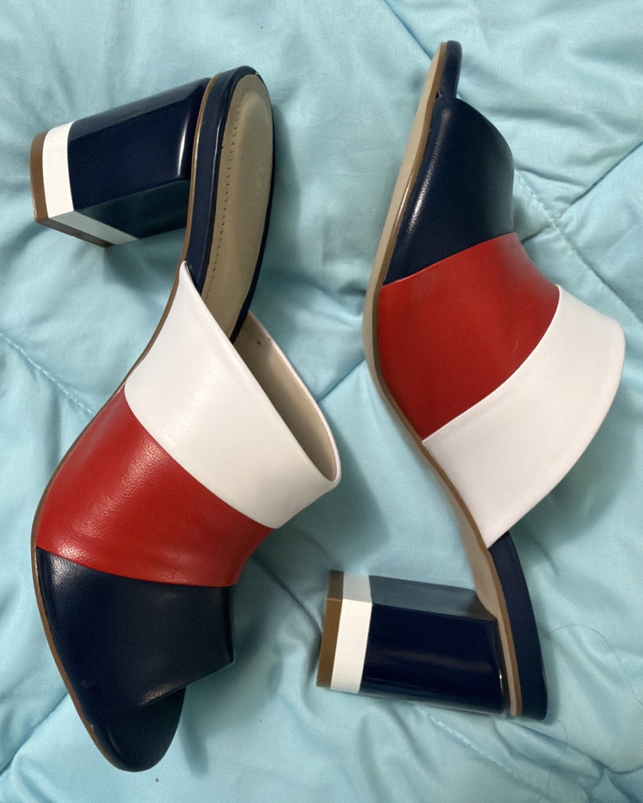 Capelli Rossi Brazil Women’s Size 37 (US 7.5) Navy Red White Slide Sandals NWT