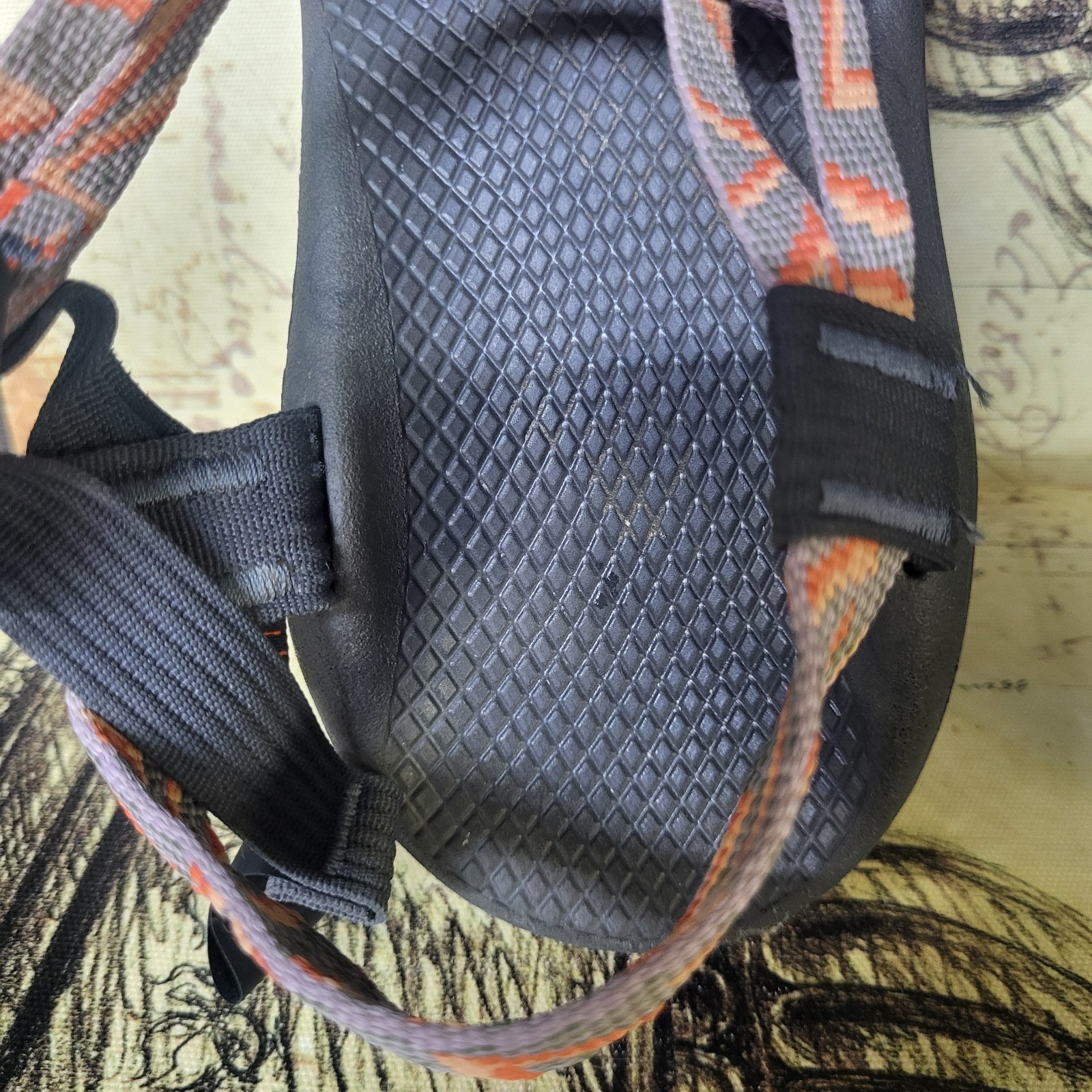 Size 10 Chaco Z Cloud X2 Toe Strap Classic Sandals Women’s ZigZag Orange Gray