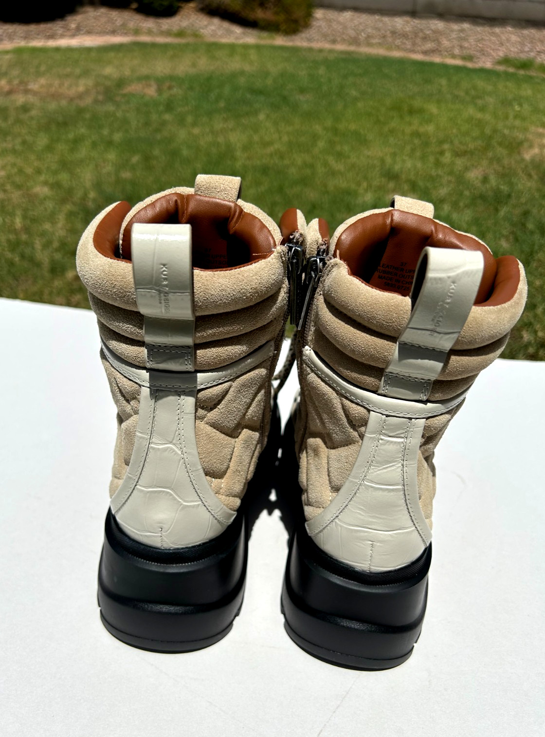Kurt Geiger London Kensington Laced Hiker Boots Booties 8.5 EU 39 Beige $398 NEW