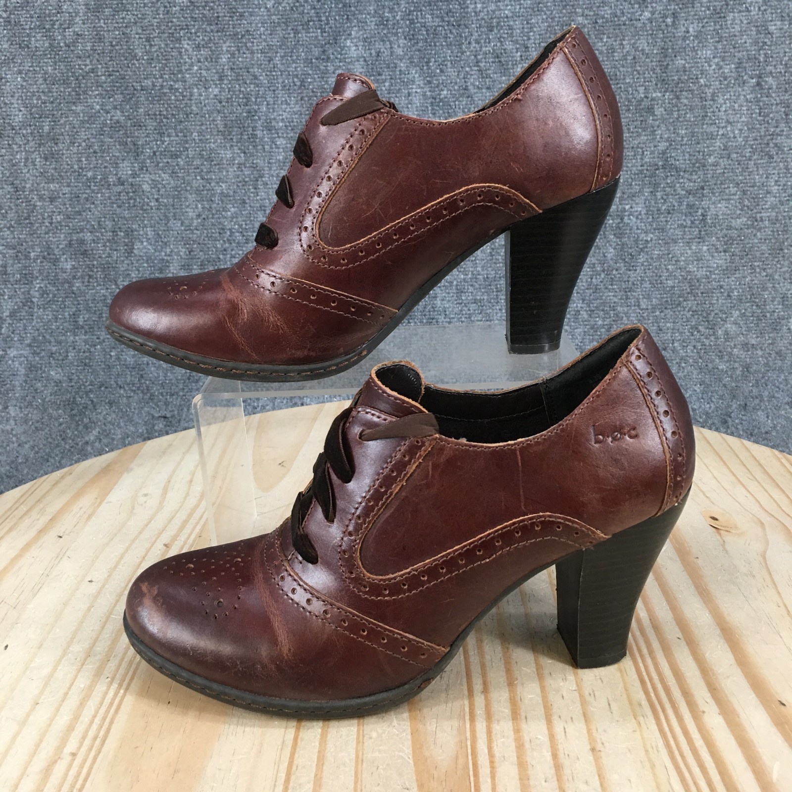 BOC Born Concepts Shoes Womens 8M Oxford Casual Comfort Lace Up Cone Heels Brown