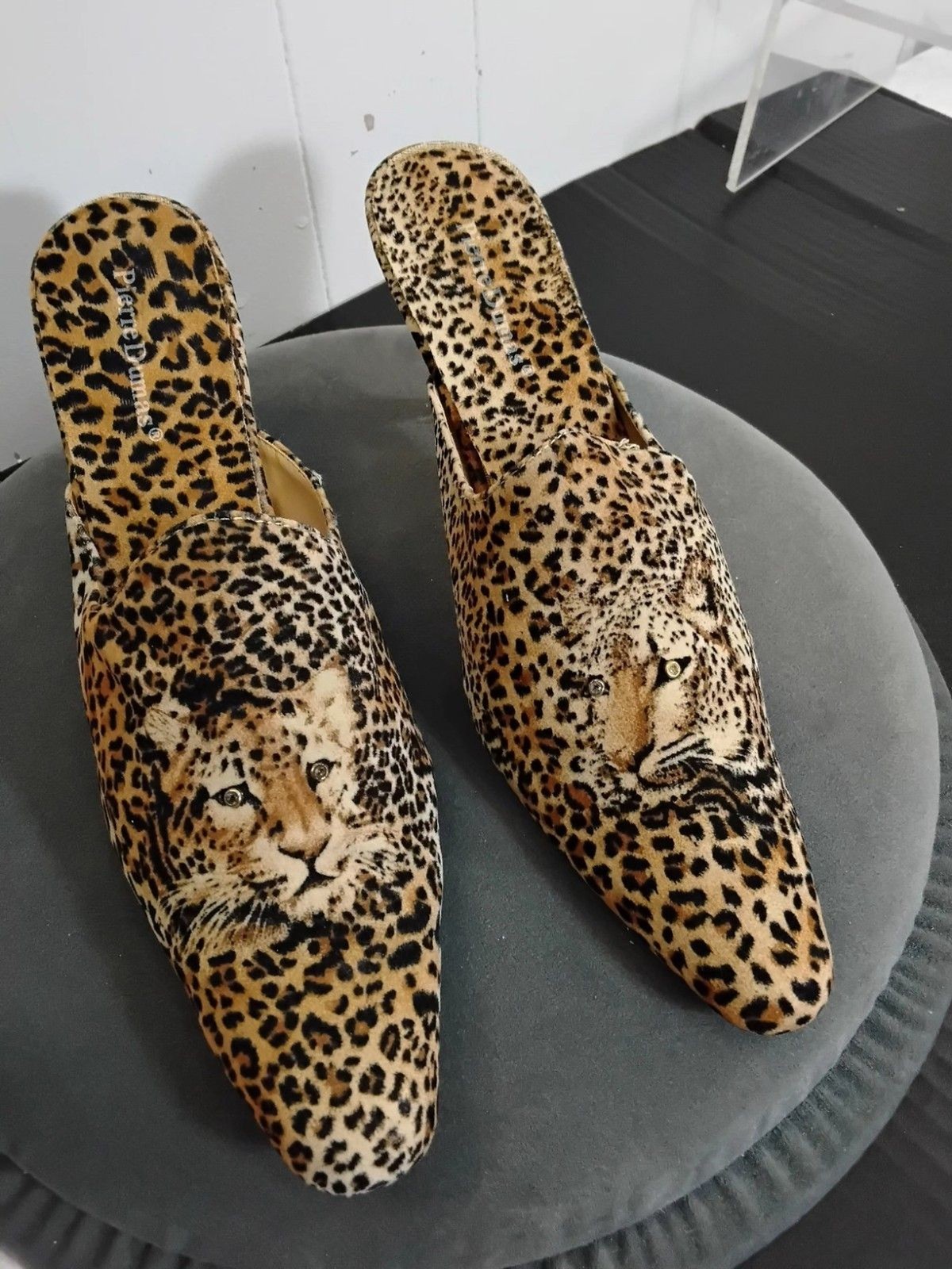 Pierre Dumas Faux Suede Lion Slip-ons Mules