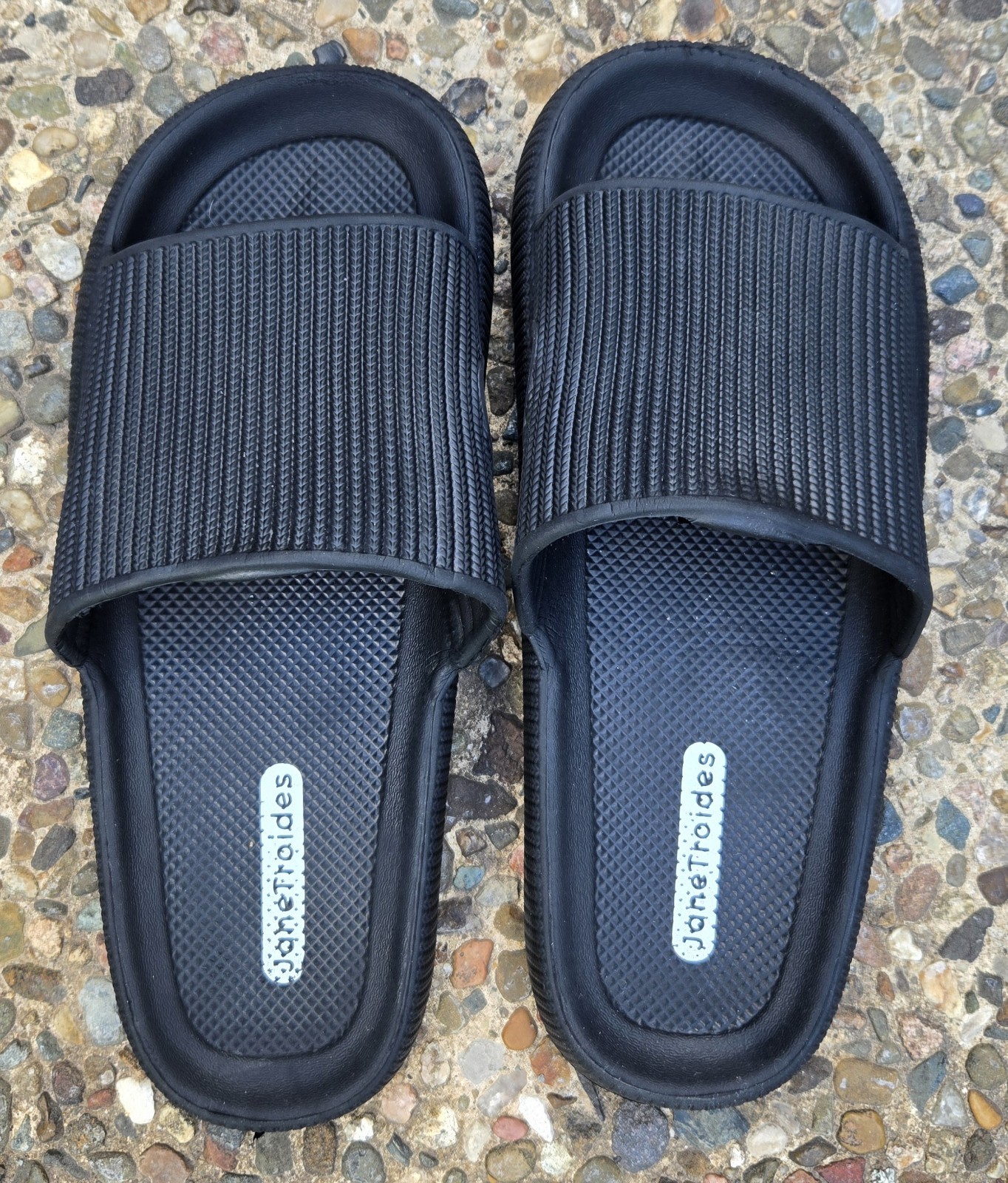 JaneTroides Sandal Slipper Slide Unisex Size 44-45 XXL Soft Sole Black Comfort