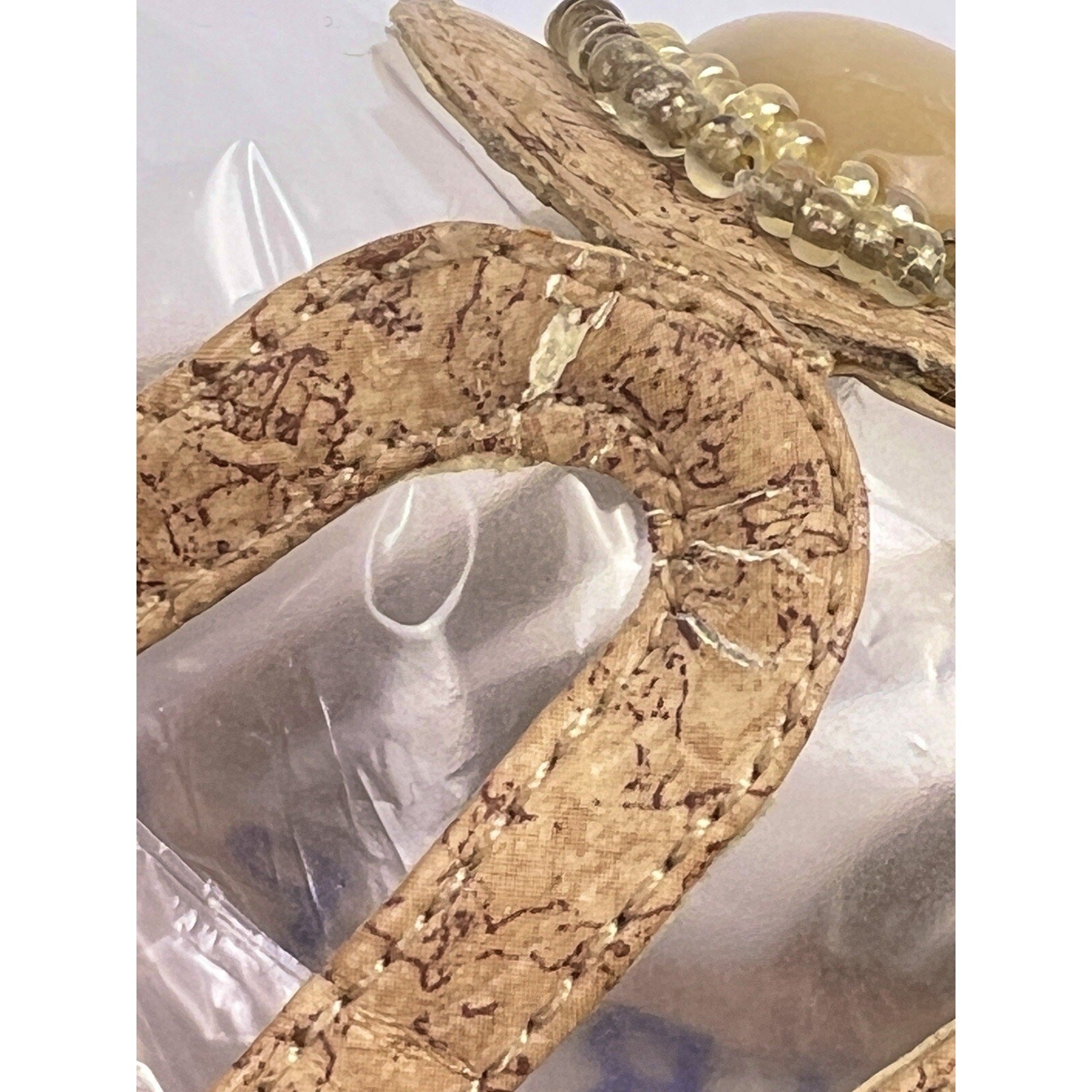 Life Stride Sandals Womens 9.5 Beige Urban Cork Wedge Strappy Slide