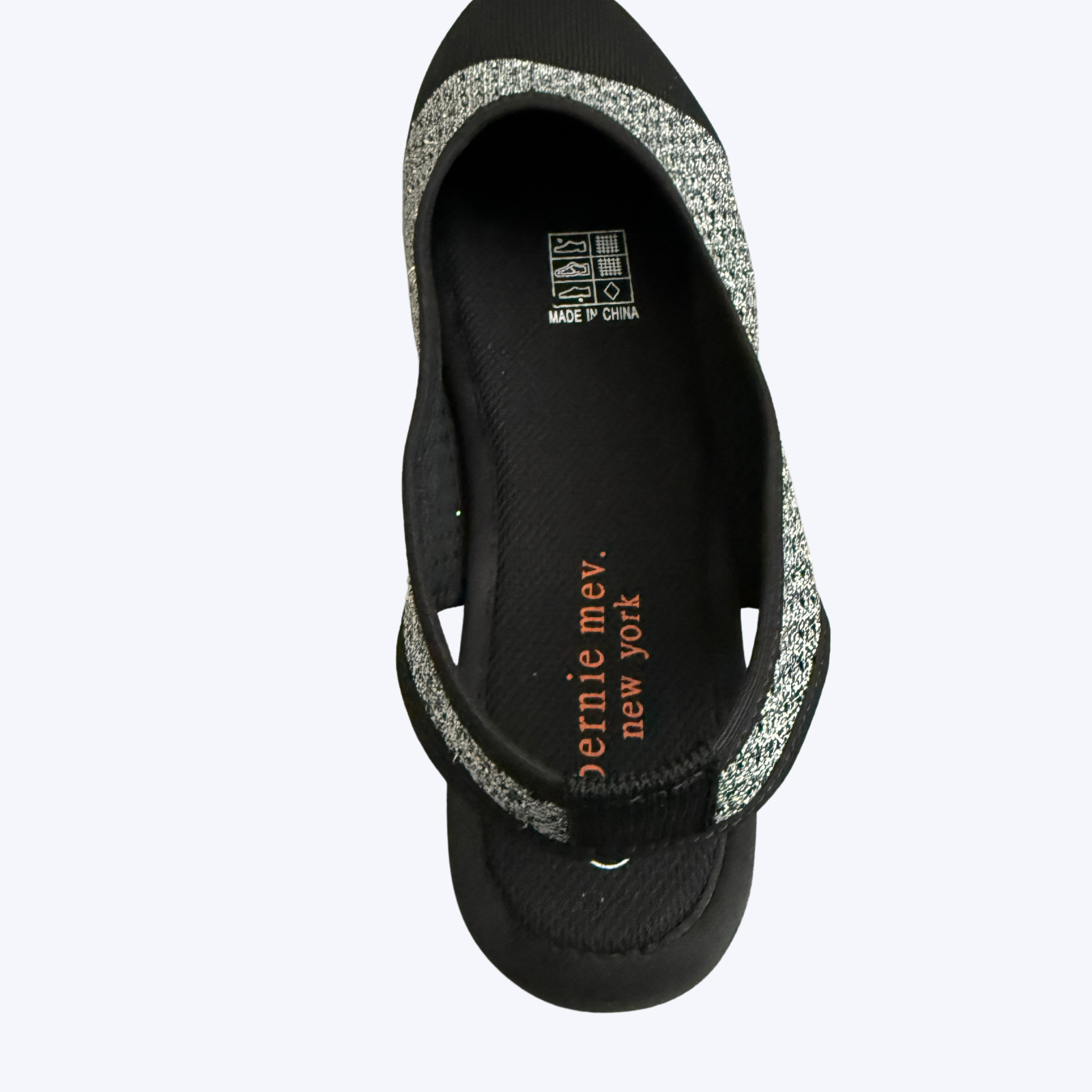 Bernie Mev Alexa Slingback Flats Black Silver Woven Comfort Shoes Size 8 39 NWB