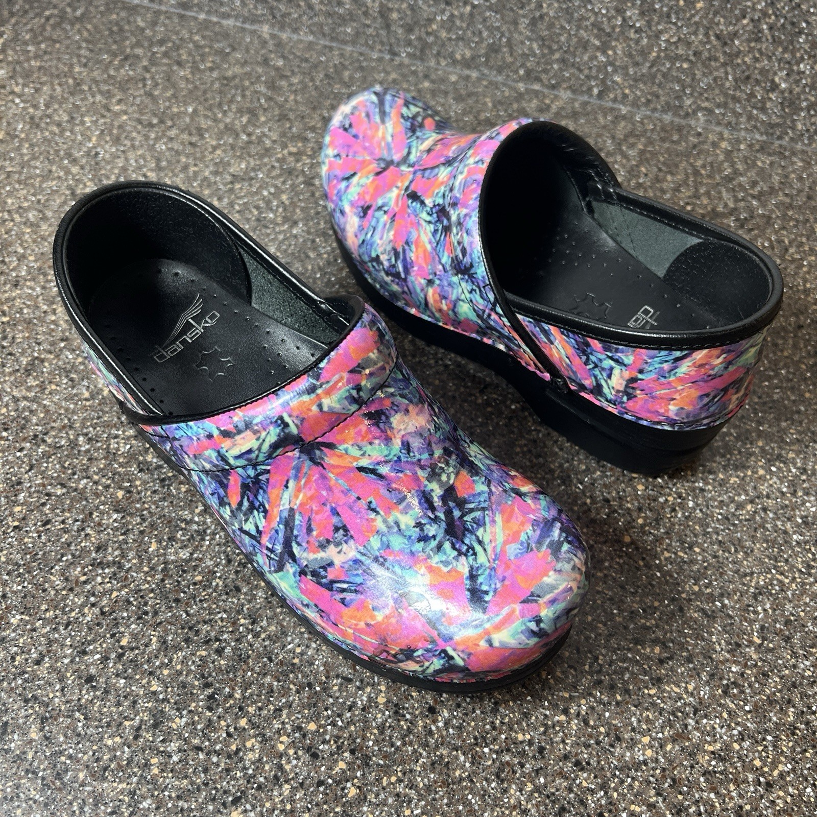 Dansko Leather Clogs Glossy Multicolor Women’s EU 37 US 6-6.5 Slip On Work Shoes