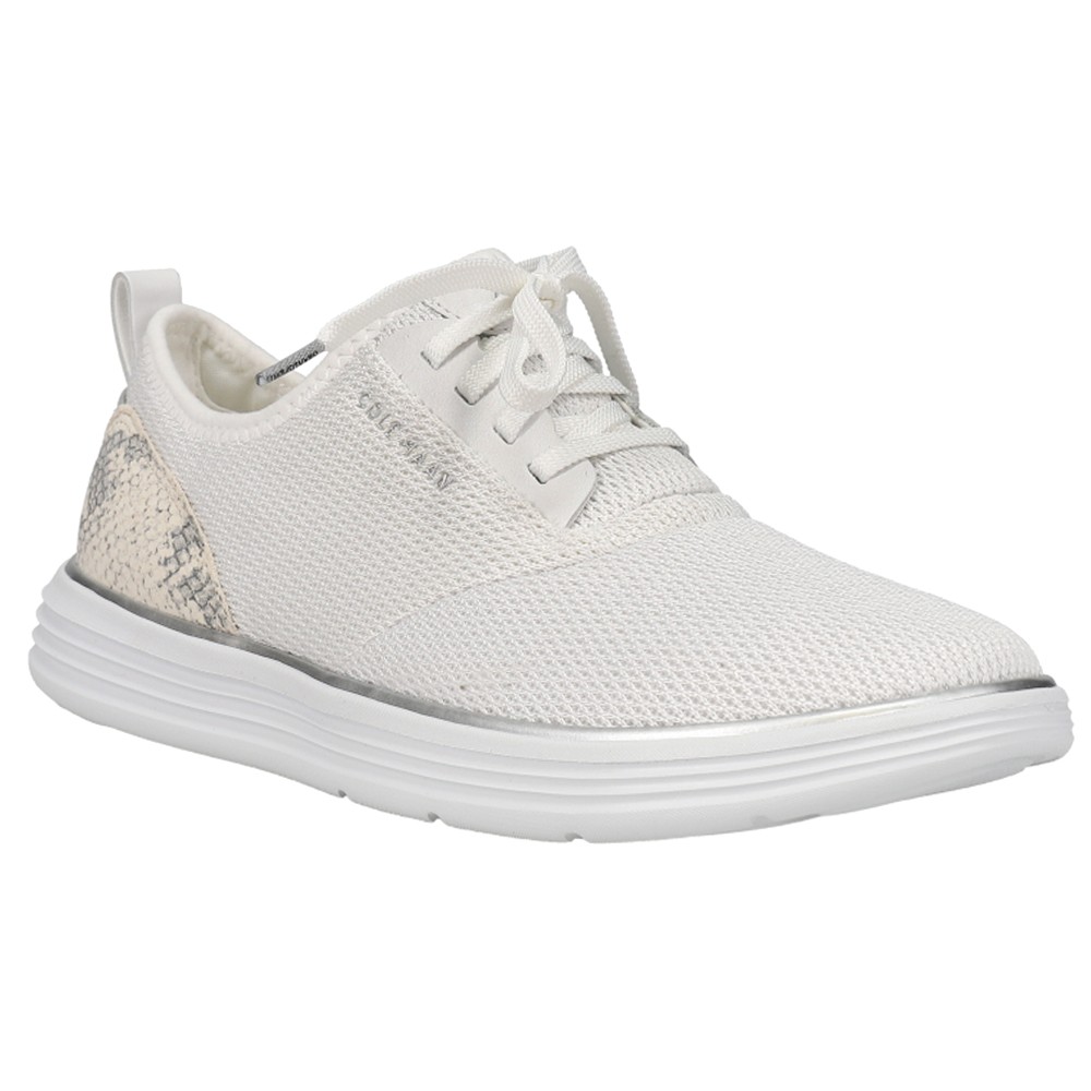 Cole Haan Grandsport Journey Snake Lace Up Womens White Sneakers Casual Shoes W