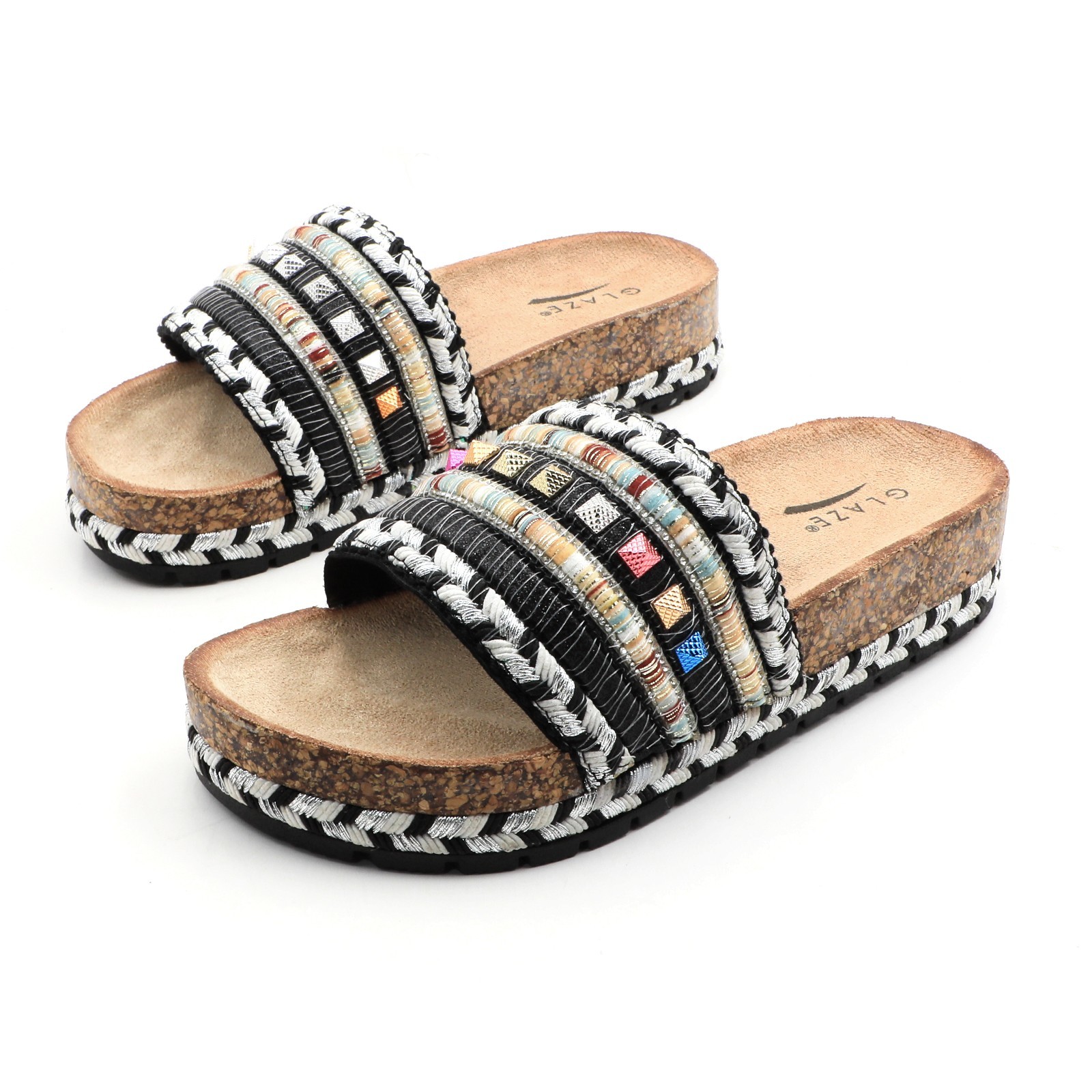 Women’s Boho Slide Sandal Cork Footbed Sandal