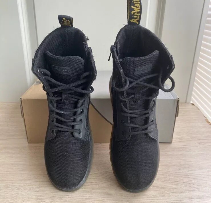 Dr. Martens Doc Combs J Black Combat Boots Canvas Zip – M 4- W 5