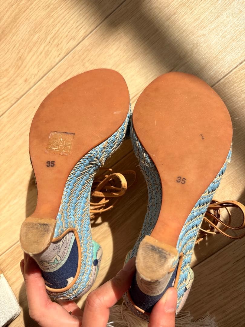 EMILIO PUCCI sandals blue heel lace-up wedge sole Summer resort-inspired fashion