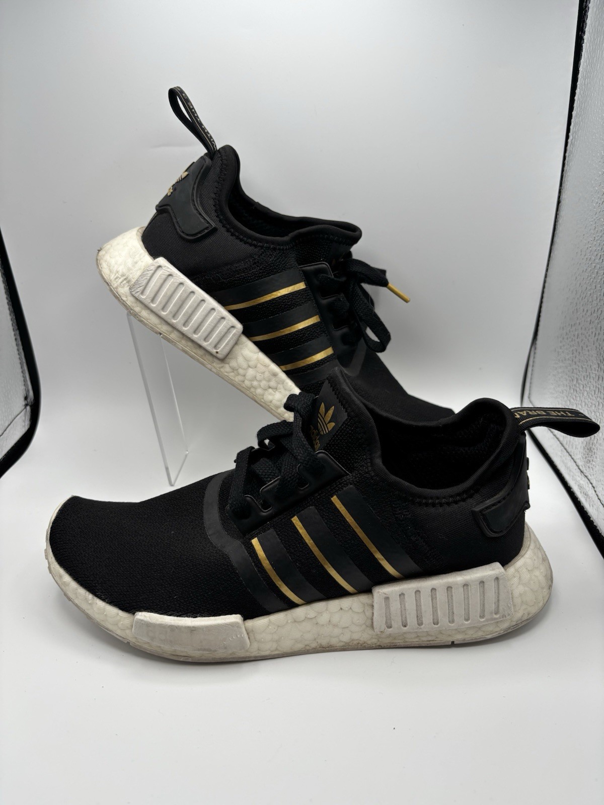 Adidas Shoes Womens 8 NMD R1 Running Sneakers Black Lace Up Athletic FW6433