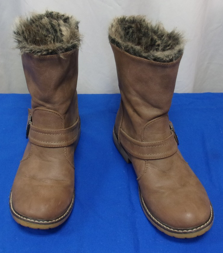 DESIGNER PATRIZIA by SPRING STEP FAUX FUR LINED WARM WINTER BROWN BOOTS SIZE 7.5