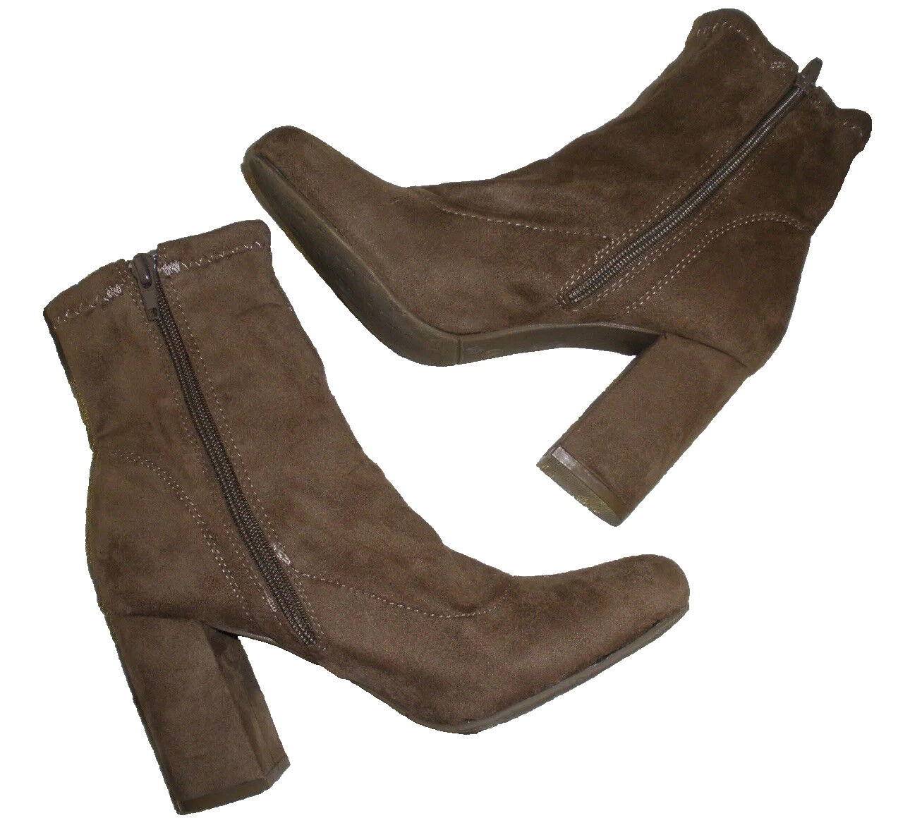 NEW MIA BRAND VICKI MULES CAMEL COLORED SUEDE-TEXTILE BOOTS 7.5M VICKIE