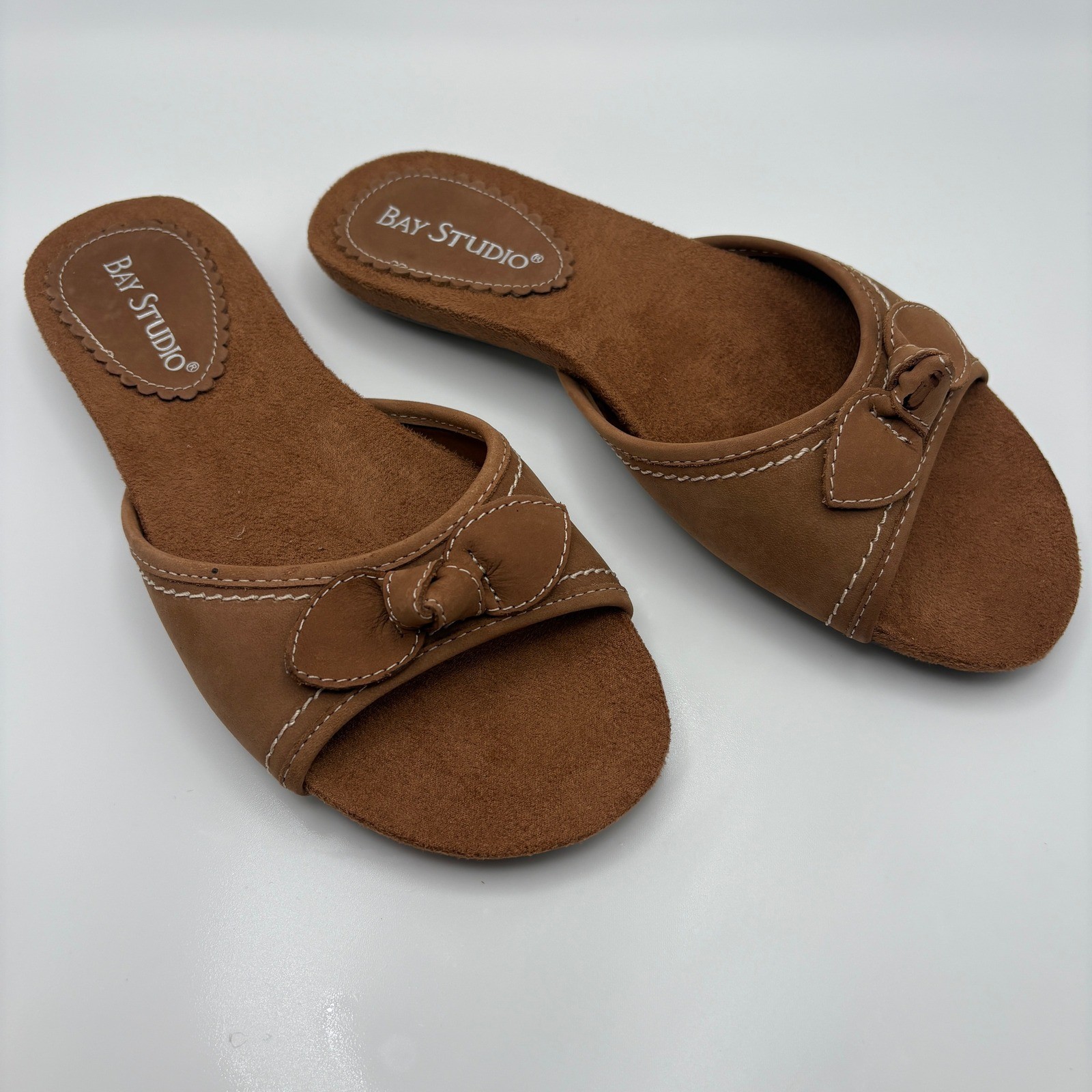 Bay Studio Jaden Womens Brown 100% Leather Slide Sandals Size 7M NWT