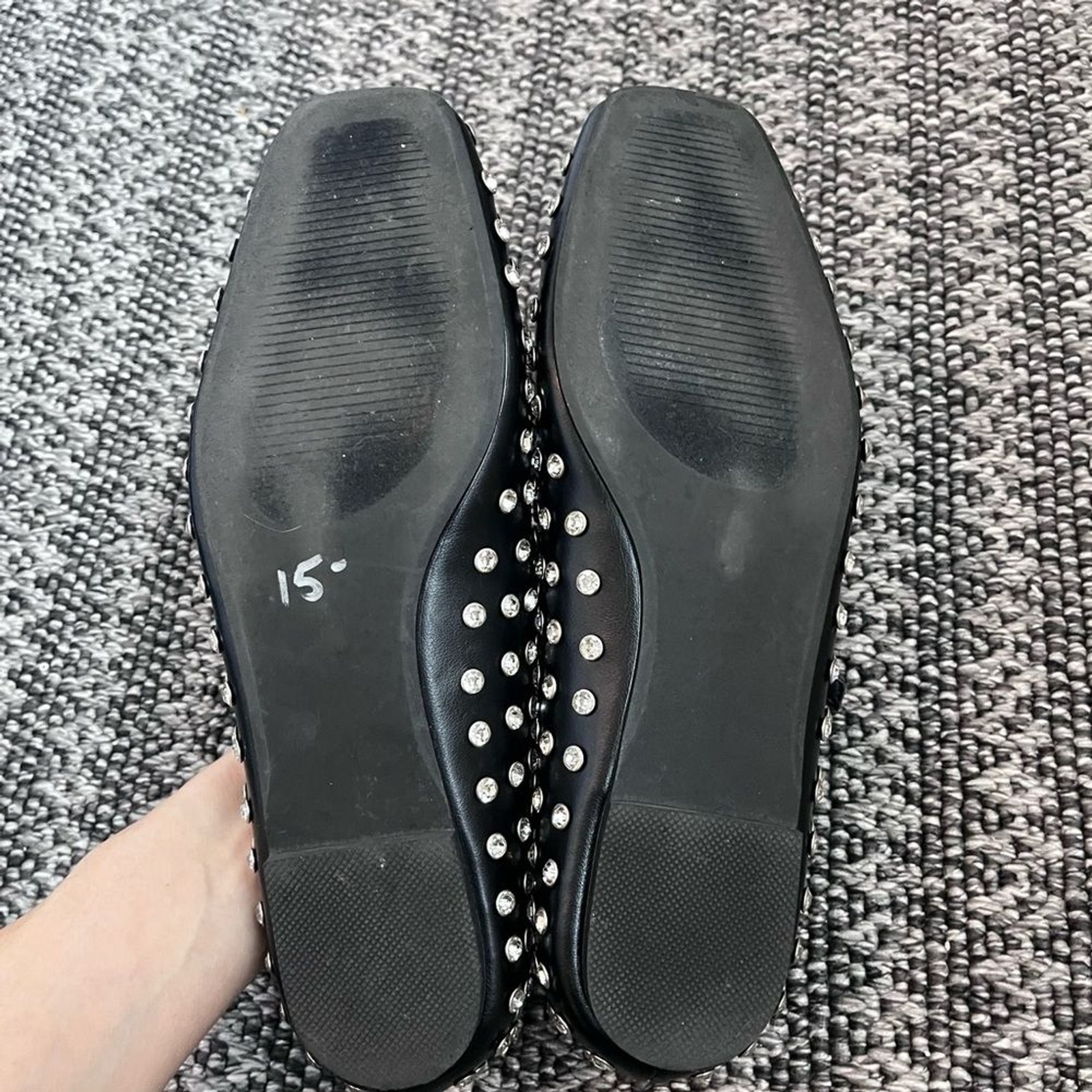 JustFab Ellidy Studded Mary Jane Flats Black Size 8
