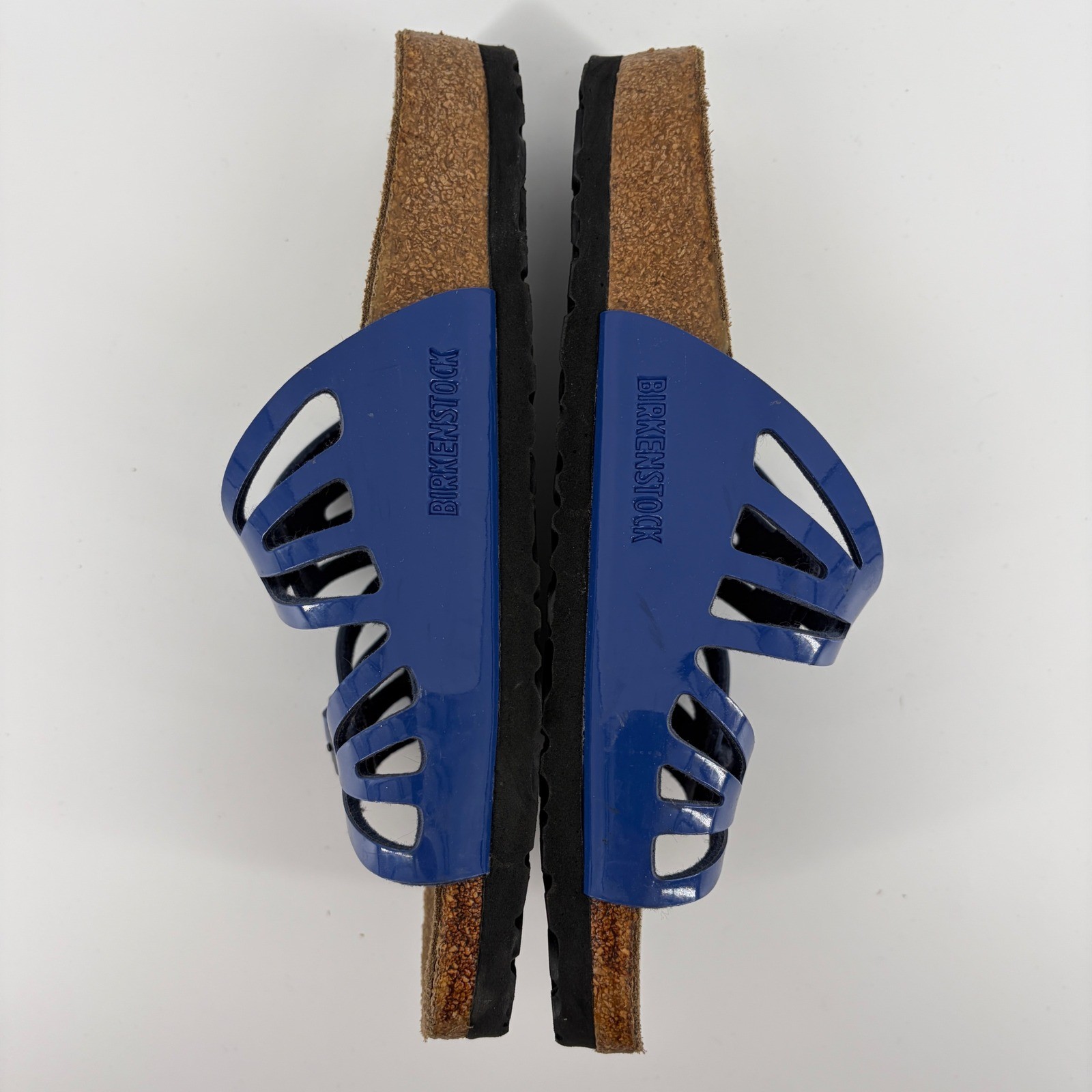 Birkenstock Sandals Granada Blue Patent Leather Strappy Womens 7 EU 38