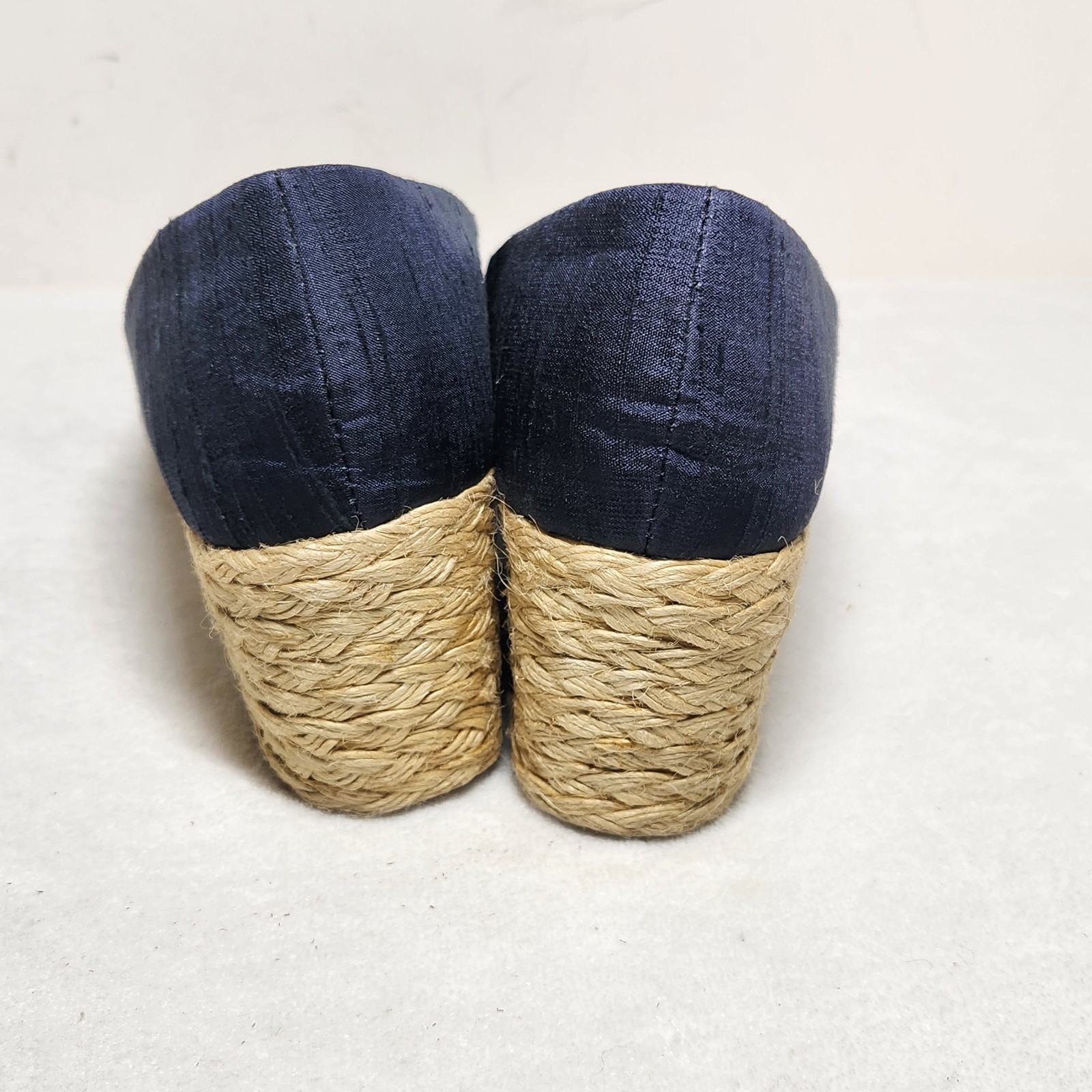 Ralph Lauren Cecilia Shantug Espadrille Wedges Women’s 8.5 Silk Peep Toe Blue