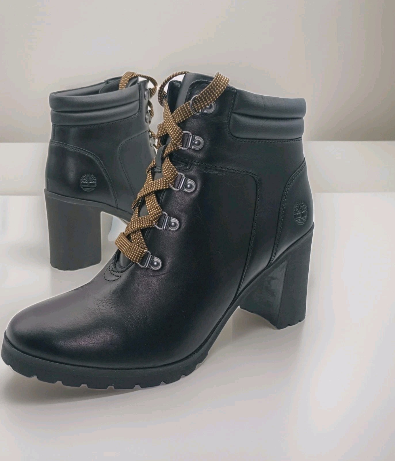 Timberland Allington Womens 5 Inch Hiker Boot Full Grain Leather Size 9.5 Black
