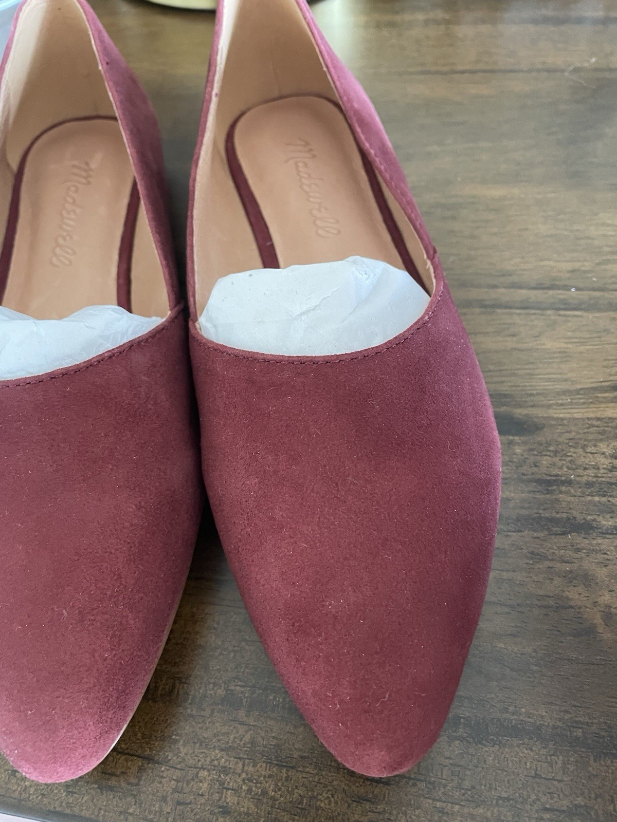 Madewell The Lizbeth Pointy Flats Women 5 Shoes Suede Leather Burgundy Slip On