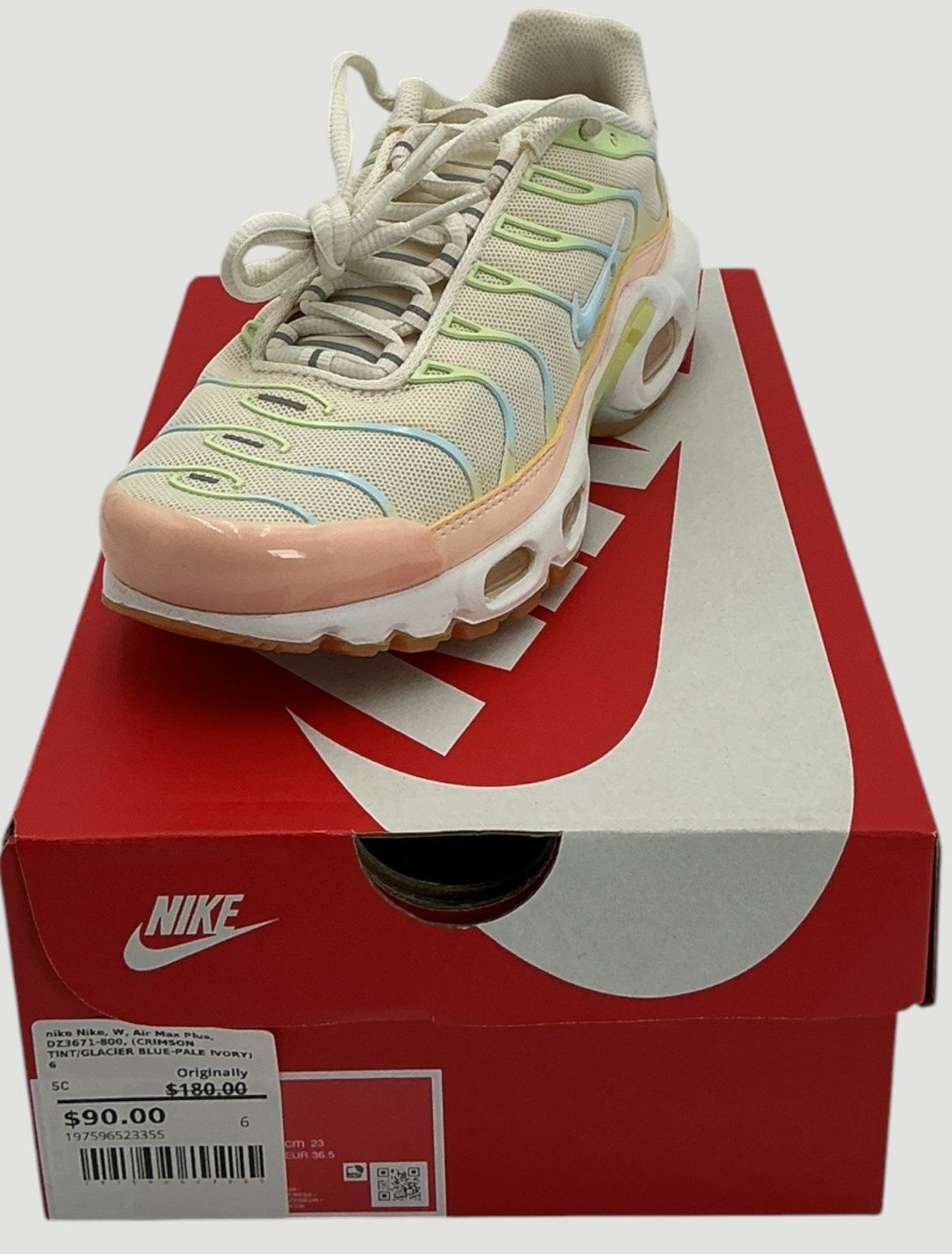 Nike Air Max Plus Women’s Size 6 Crimson Tint/Glacier Blue/Ivory Sneakers NIB