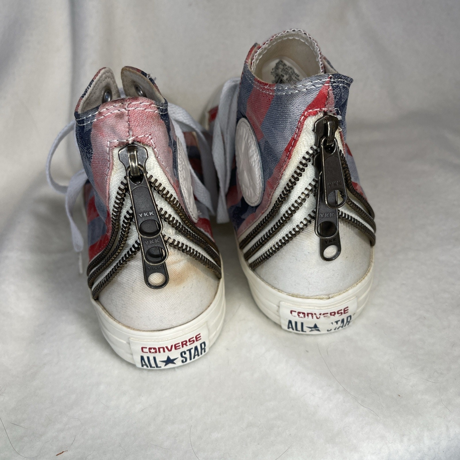 Converse American Flag Hi Top Red White Blue Stars Stripes Zippers US M-8/W10