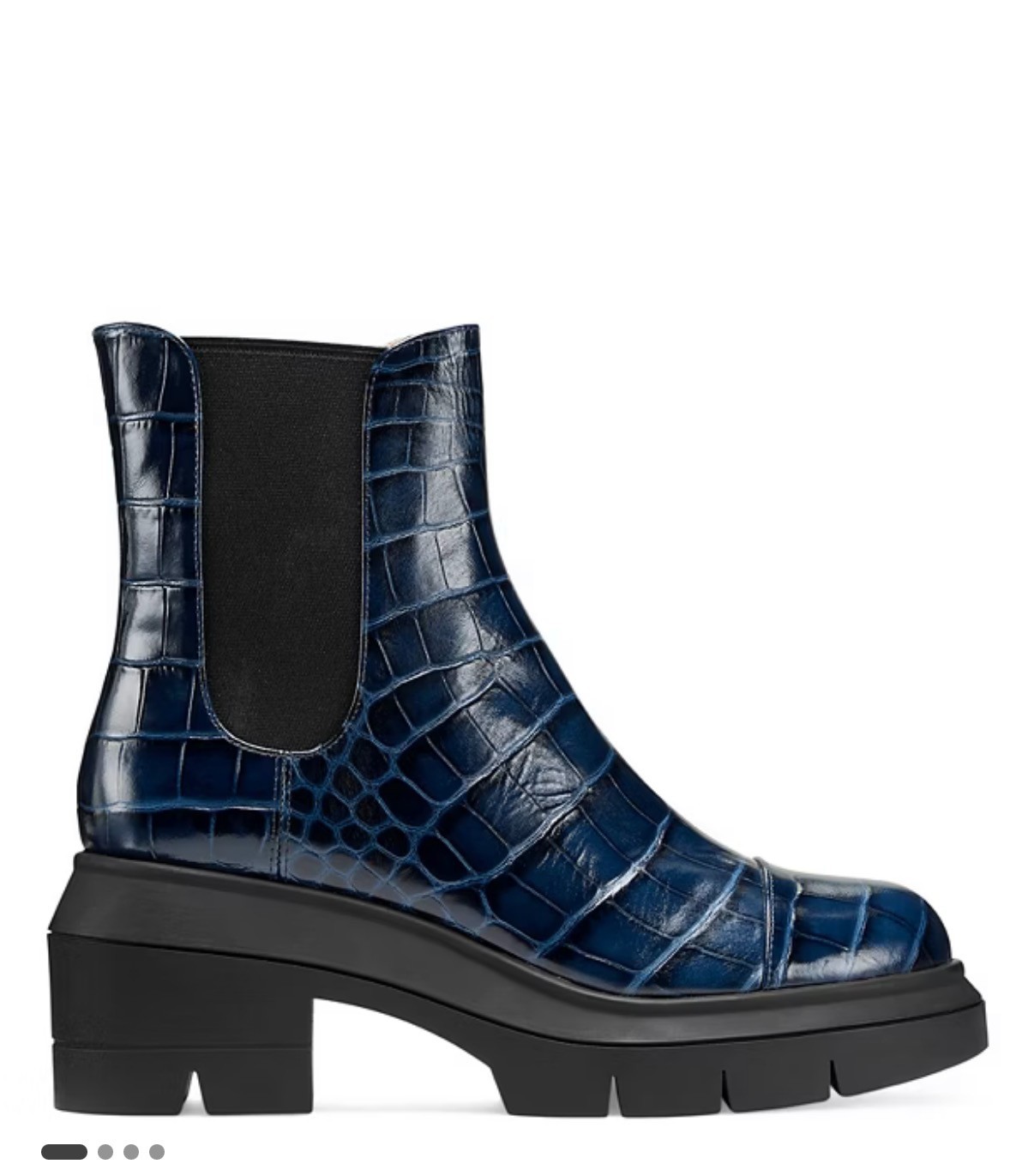 Stuart Weitzman Norah Chelsea Lug Sole Bootie -Navy Croc Embossed Leather-Sz 8
