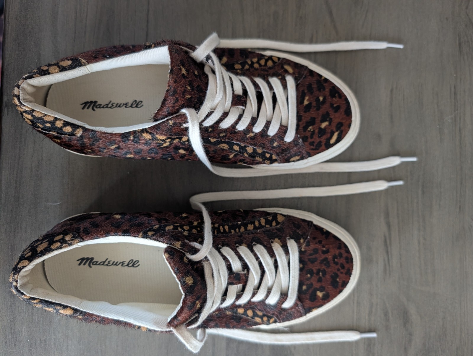Madewell Sidewalk Shoes Women’s 7.5 Leopard Print Calf Hair Sneakers