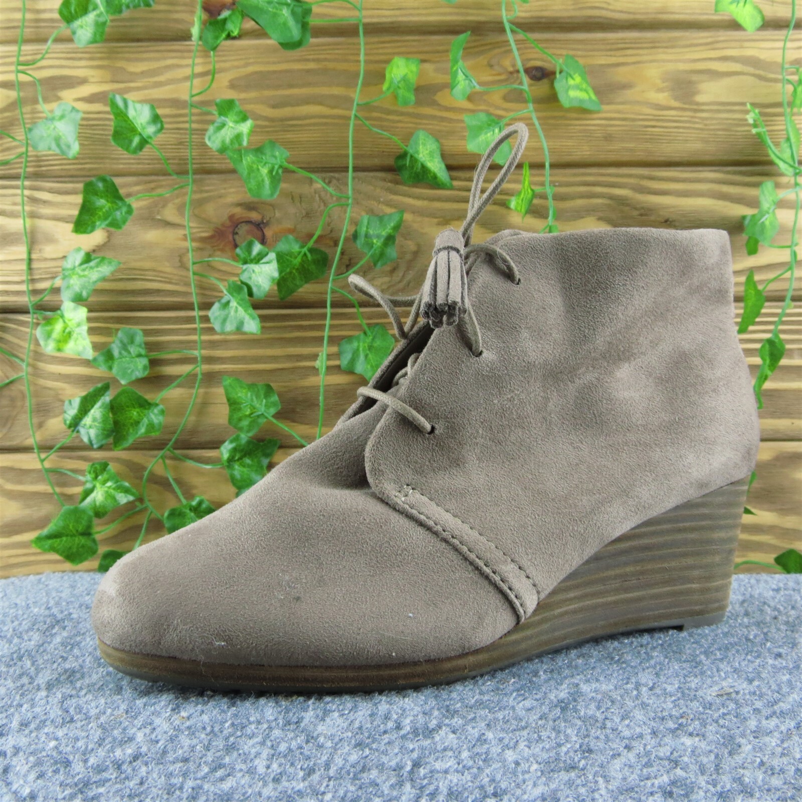 Dr. Scholl’s Dakota Women Ankle Boots Brown Fabric Lace Up Size 7.5 Wide