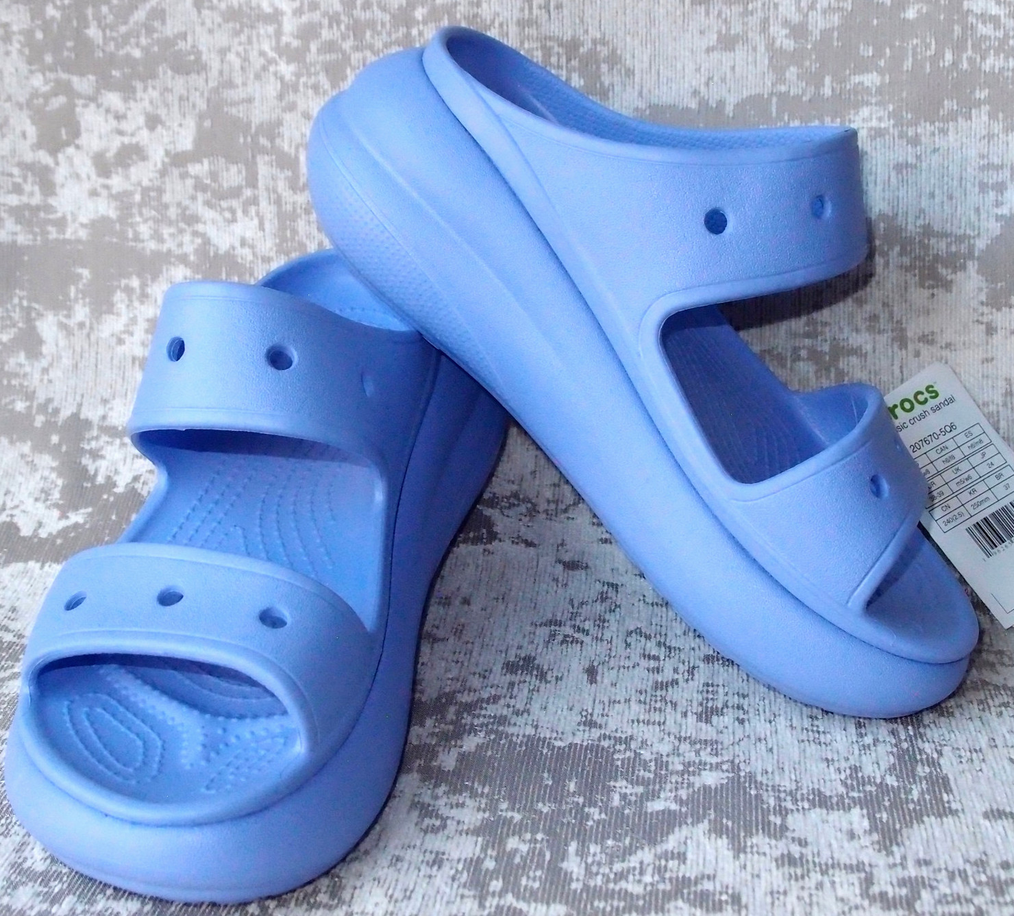 Crocs Classic Crush Sandal Platform Slides Wedge ❤️ Moon Jelly ❤️NWT SIZE 8❤️2