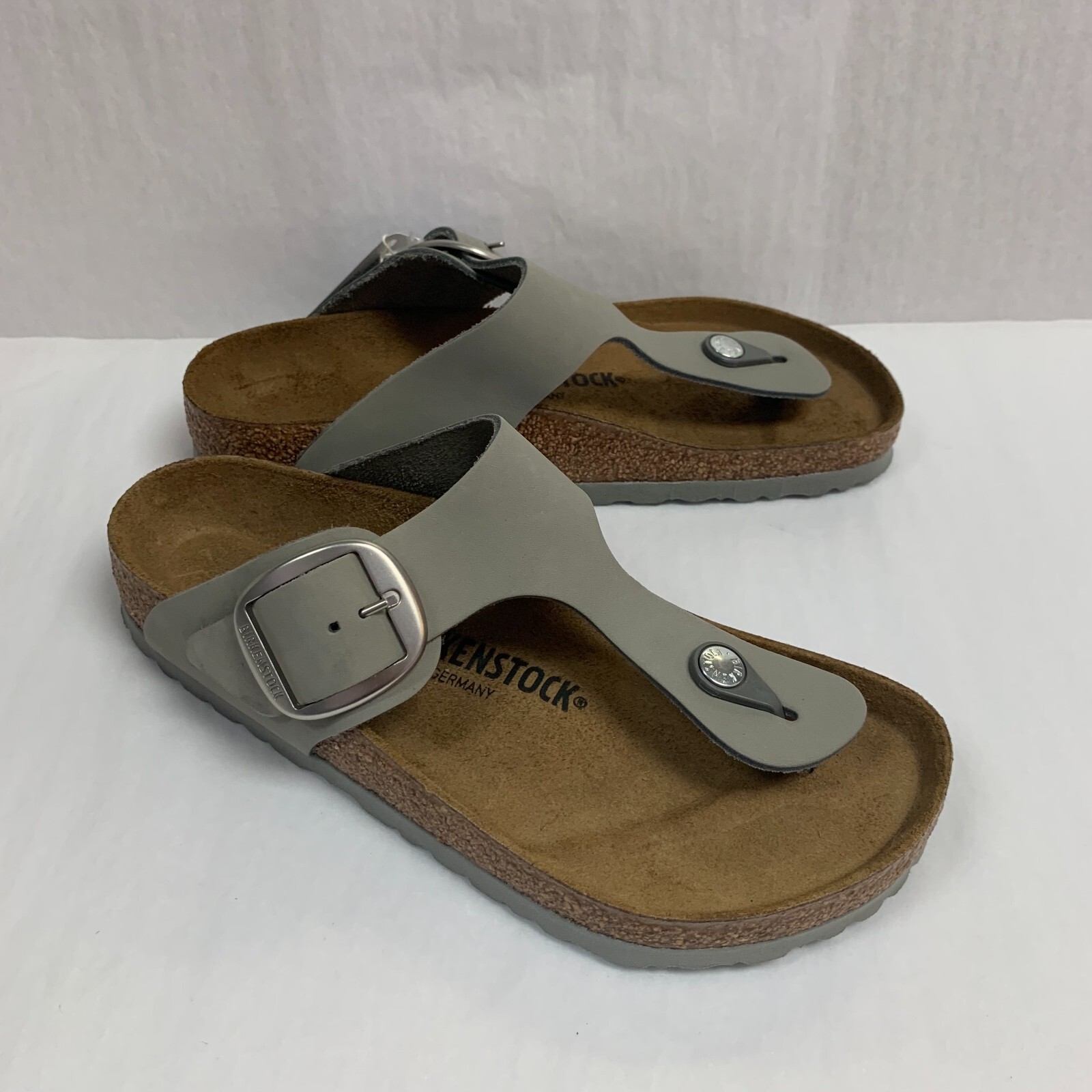 Birkenstock New w/ Box Gizeh Big Buckle Dove Gray Nubuck Leather Reg Select Size