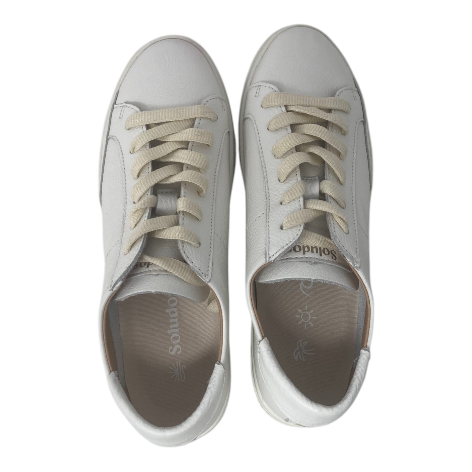 Soludos White Leather Sneakers Women’s Size 7 Ibiza Platform Shoes NEW