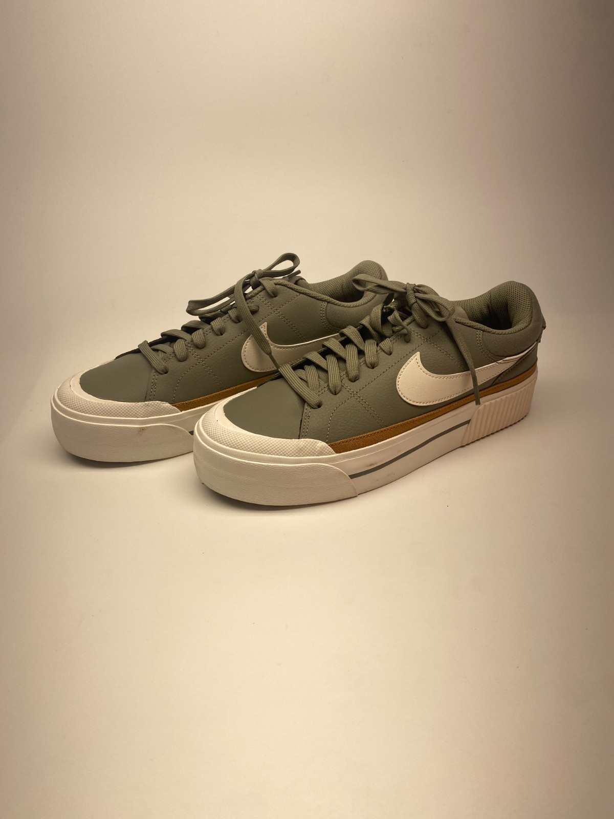 Nike Womens Court Legacy Lift Shoes Light Army Flax Dark Stucco Sail Size 11