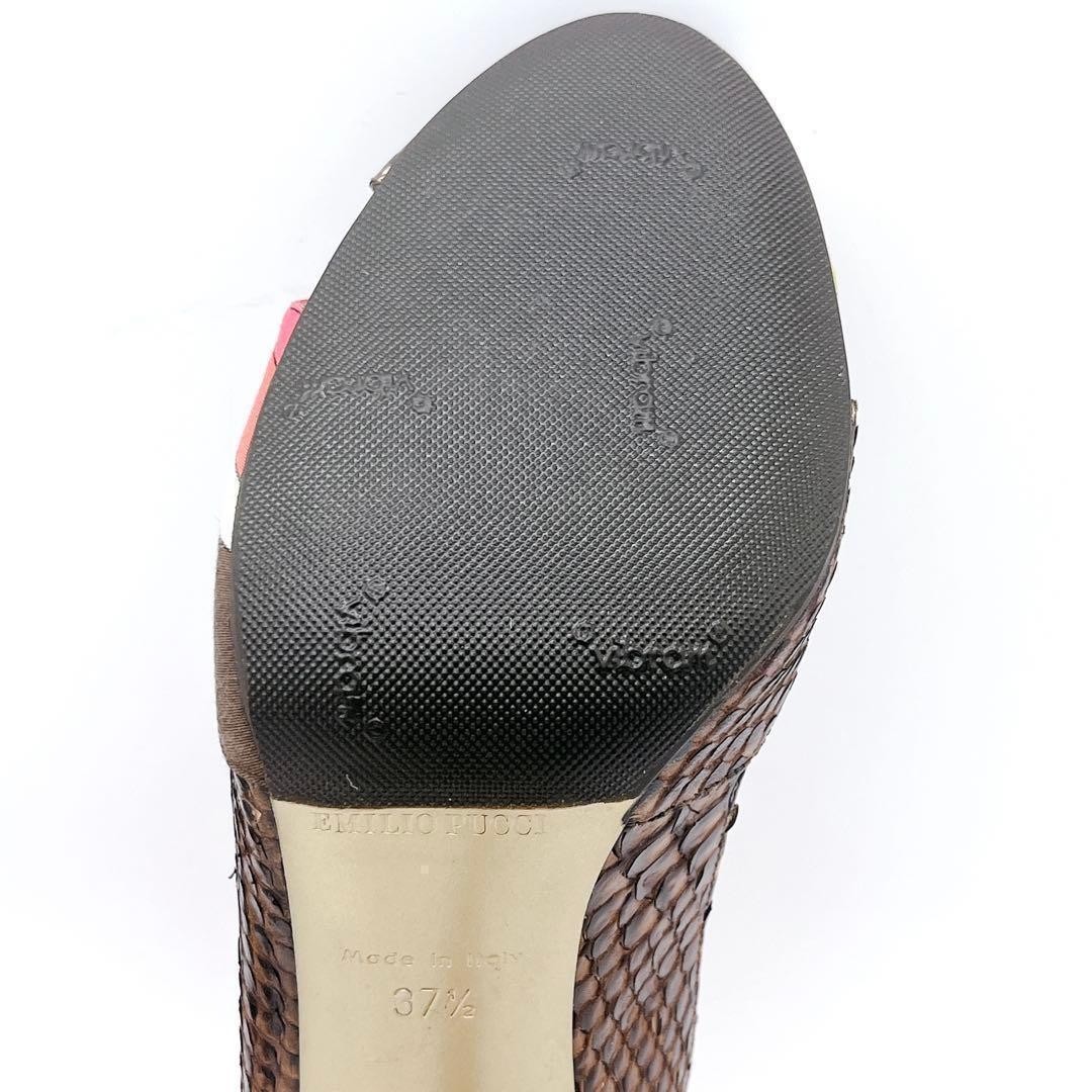EMILIO PUCCI Python Pumps Heel Pucci-print scarf Open-toe sandal EU 37.5 /UK 4.5