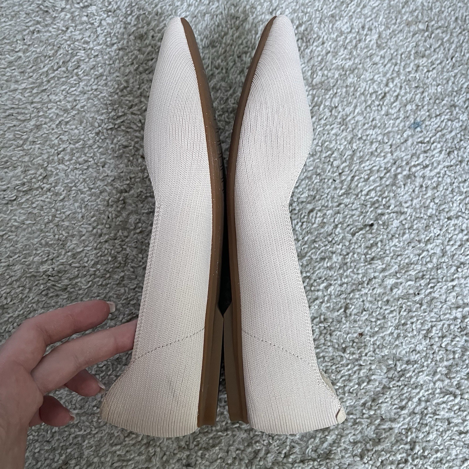 Quince Knit Pointed Toe Ballet Flats Womens 8 Tan Slip On Shoes Preppy