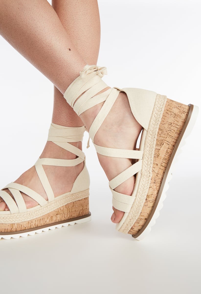 Shoedazzle Womens Tandice Linen Wedges size 10 New in Box
