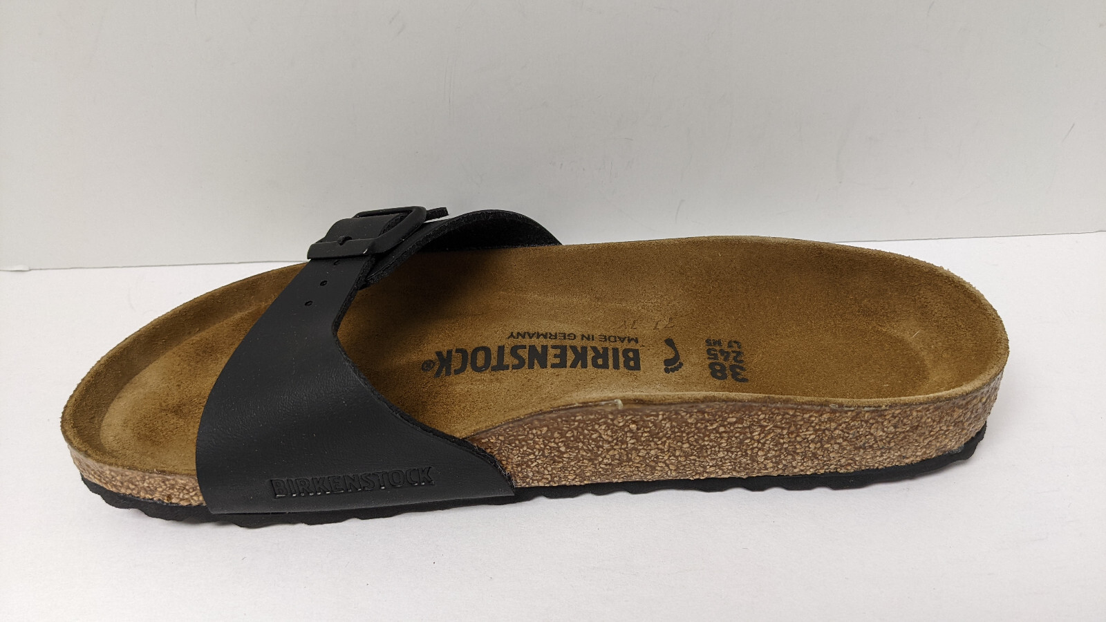 Birkenstock Madrid Slide Sandals, Black, Women’s 38 EU Narrow (US 7)