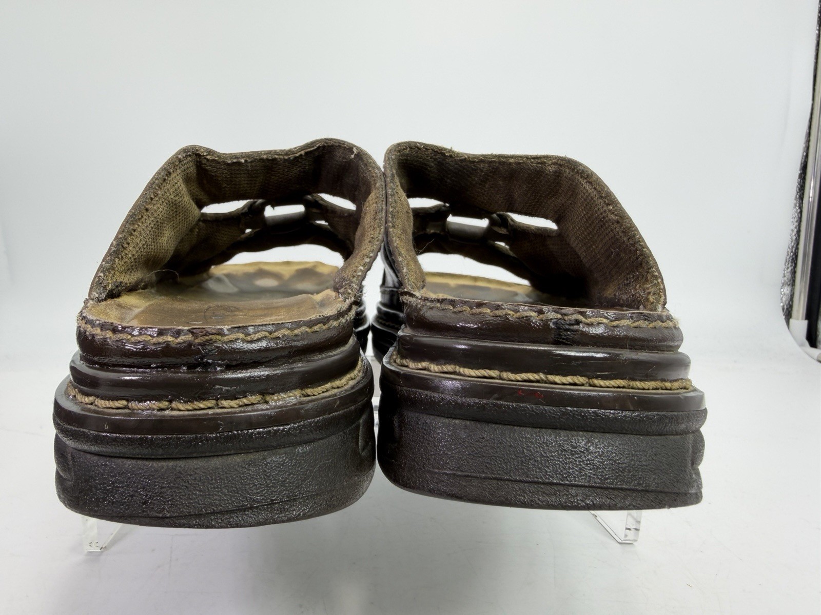 VTG 90’s Lower East Side Brown Center Ring Chunky Sandals Flower Cut Woman’s 9.5