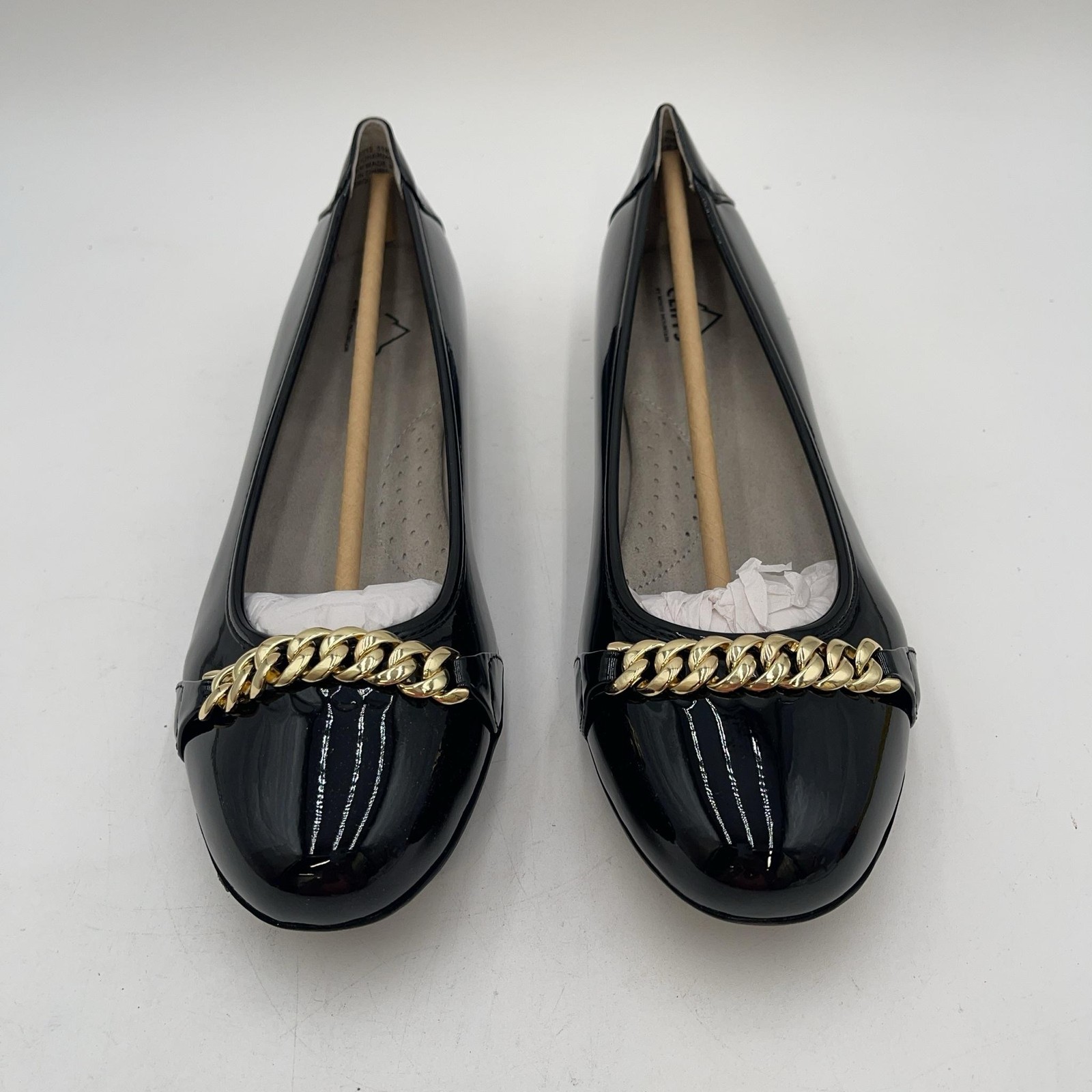 Cliffs Charmed Shoes Womens Black Patent Ballet Flats Chain Comfort Size 11M