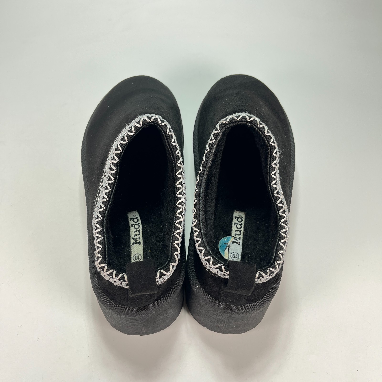 Mudd Stormy Black White Faux Suede Platform Comfort Slip On Slipper Womens Sz 10