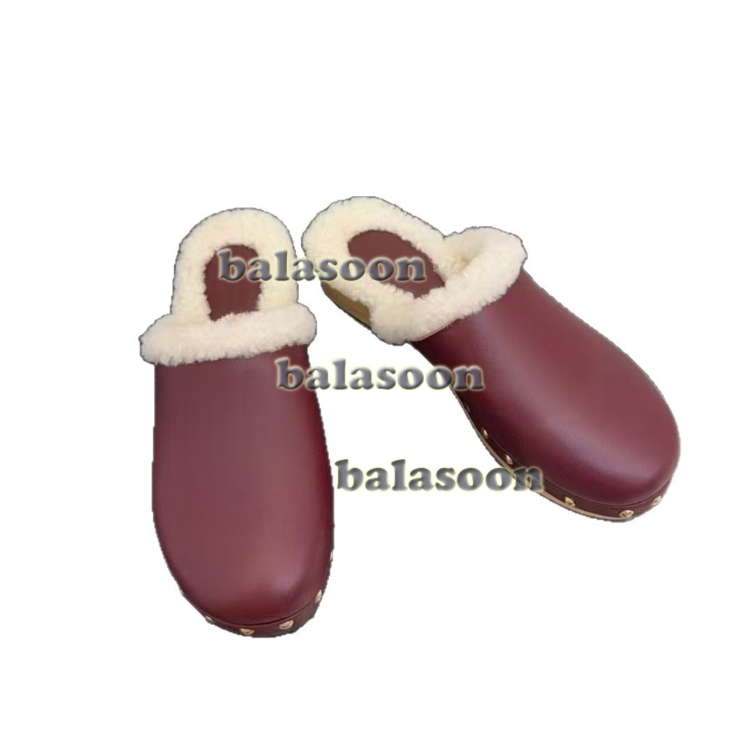 autumn winter round-headed flat-bottomed Baotou semi-slippers Mao Mao slippers