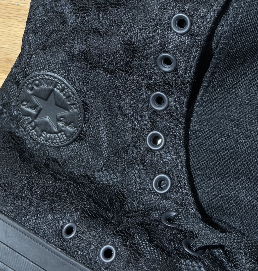 Converse All Star XXHi Chuck Taylor black w lacey flowers NEW! HTF W 15 M 13