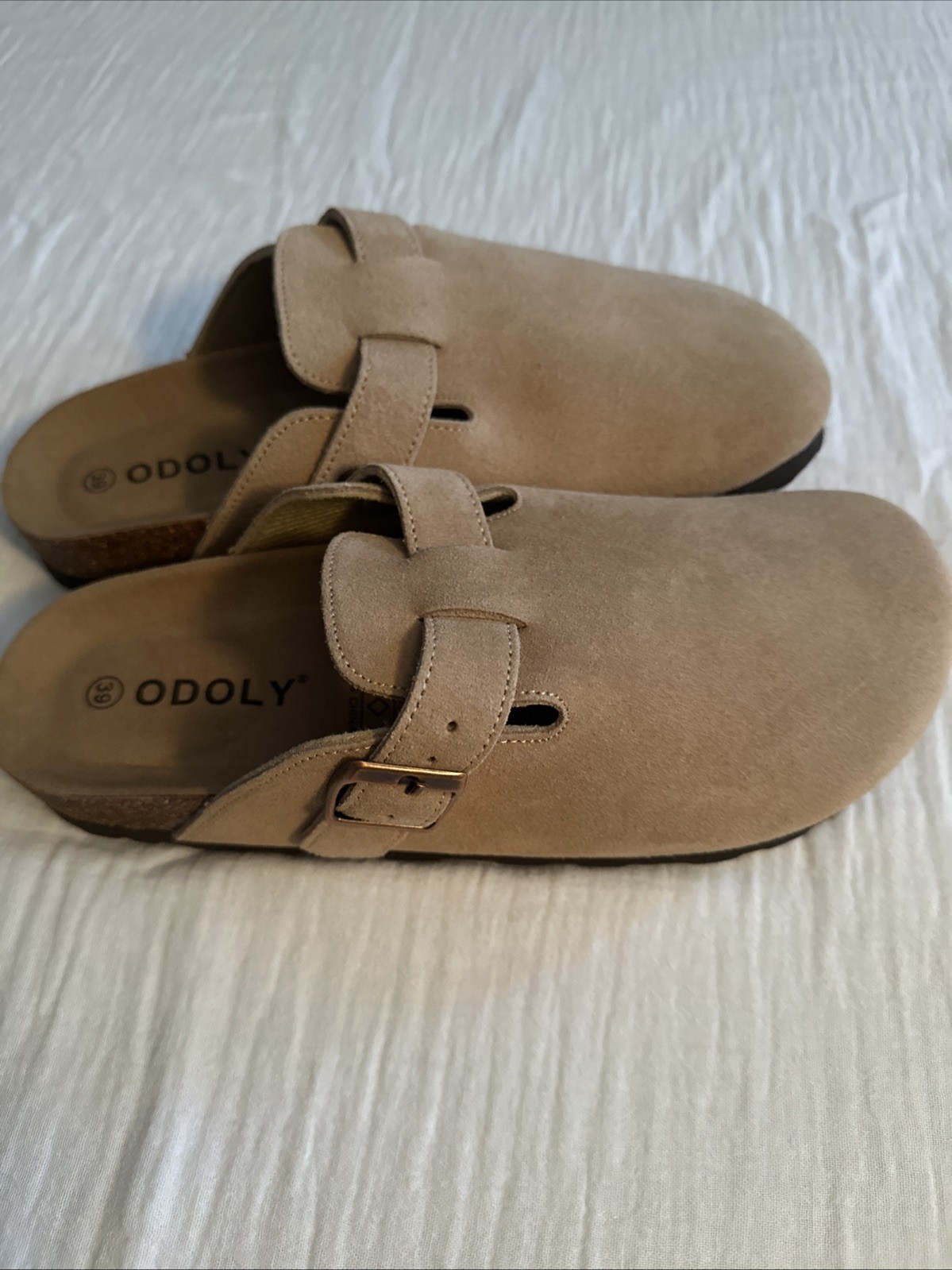 ODOLY Unisex Cork Footbed Slide Sandal Sz 38 With Arch Support