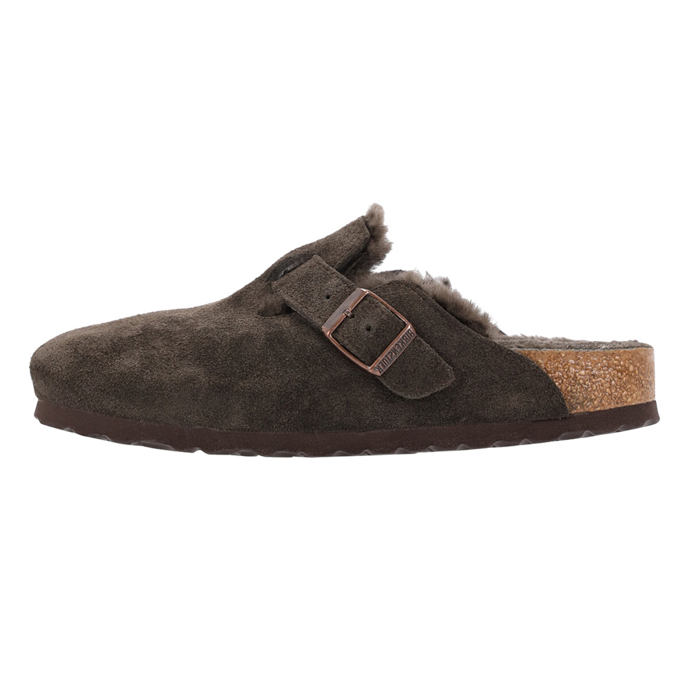 Birkenstock Boston Mocha Suede Shearling Footbed Lining Clog Women’s Shoes