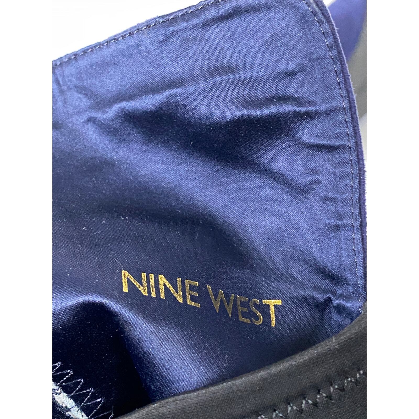 Nine West Women’s Tiberia Tall Riding Boots Royal Blue Suede Textile Wedge 6M
