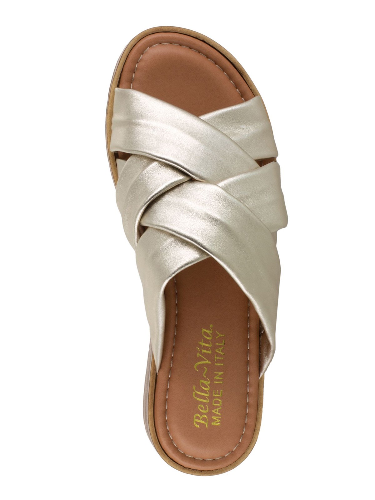 BELLA VITA Womens Gold 0.5″ Platform Tor-italy Wedge Slide Sals 8.5 M