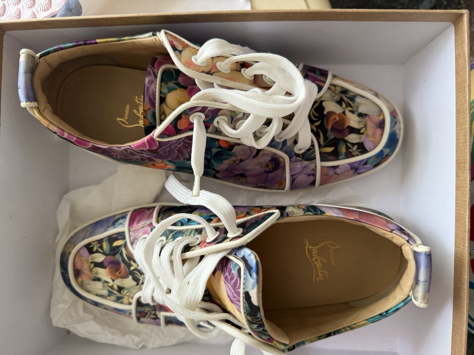 Christian Louboutin So Me Floral Multicolor Low Top Lace-Up Sneakers Women