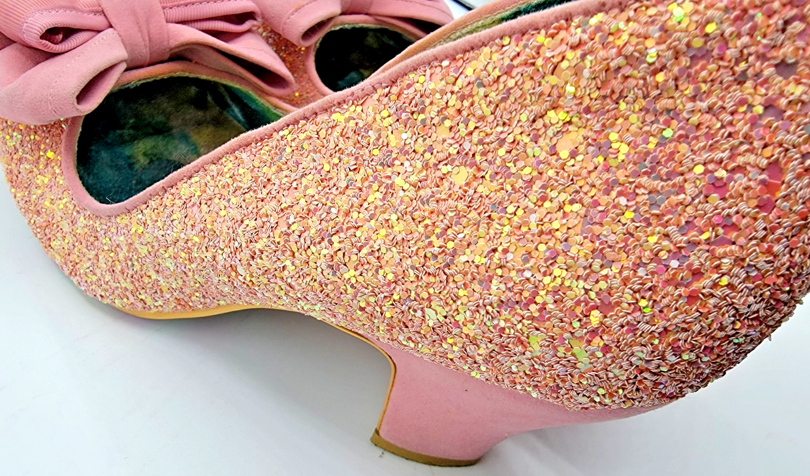 IRREGULAR CHOICE Ban Joe Women’s 39 Pink Bow Giltter Mid Heel Prom Formal Shoes